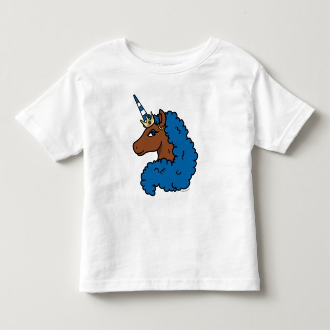 Camiseta Infantil Unicórnio Afro Azul (Frente)