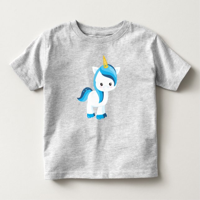 Camiseta Infantil Unicórnio Bonito, Inverno, Flocos de Neve, Unicórn (Frente)
