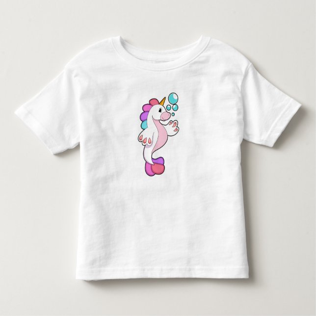 Camiseta Infantil Unicórnio com bolhas de água.PNG (Frente)
