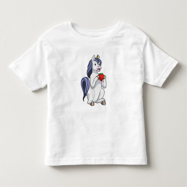 Camiseta Infantil Unicórnio com Fruta de morango (Frente)