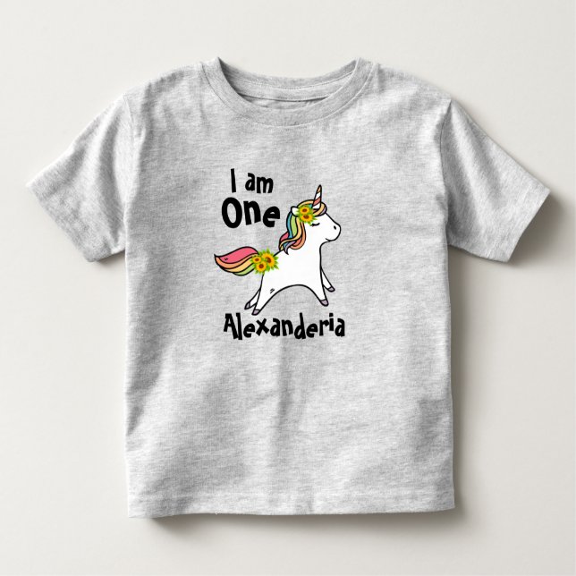 Camiseta Infantil Unicórnio com girassol cúmulo de girassol com 1 an (Frente)