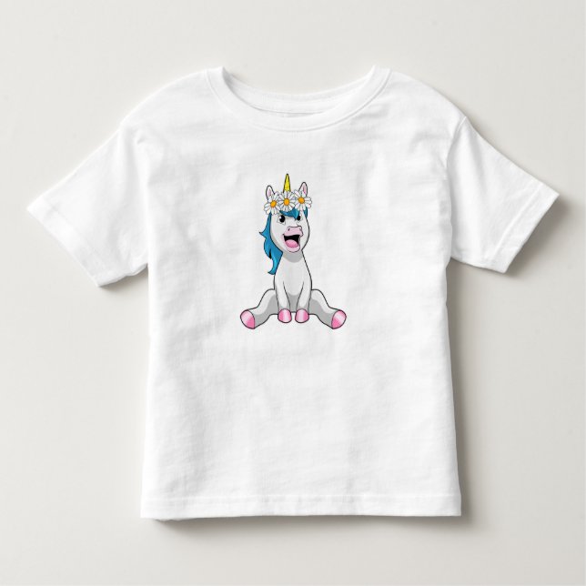 Camiseta Infantil Unicórnio com margarida das flores (Frente)