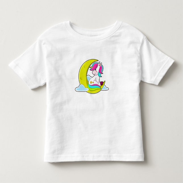 Camiseta Infantil Unicórnio com Nuvens e Lua (Frente)