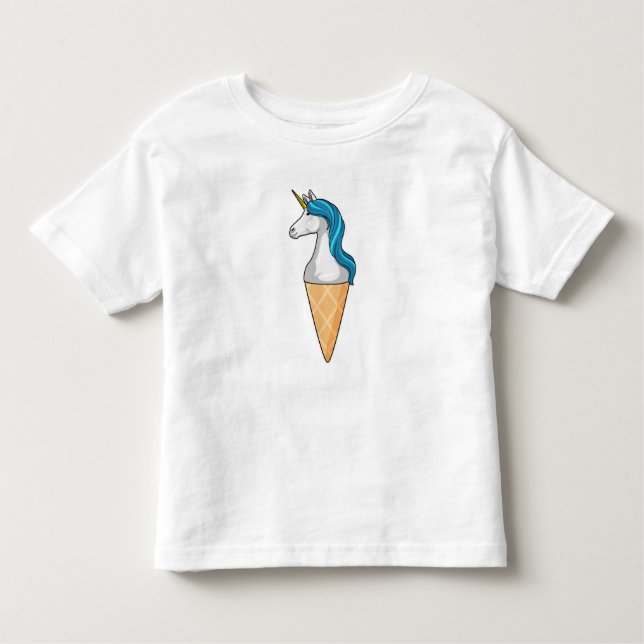 Camiseta Infantil Unicórnio com sorvete Waffle (Frente)