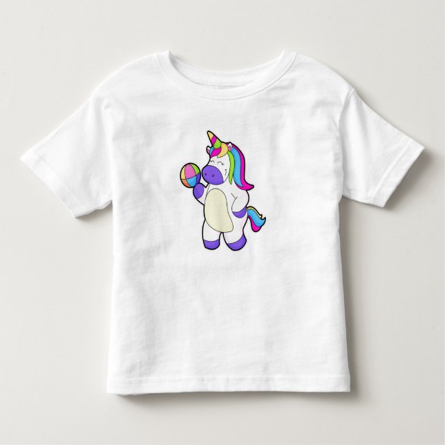 Camiseta Infantil Unicórnio com Voleibol (Frente)