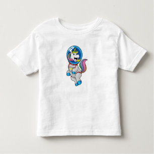 Camiseta Infantil Unicórnio como astronauta no espaço