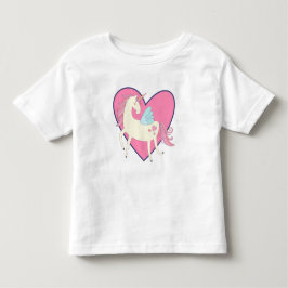 Camiseta Infantil Unicórnio Coração Rosa