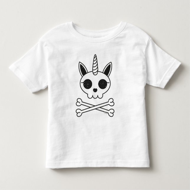Camiseta Infantil Unicórnio Crânio e Crossbones (Frente)