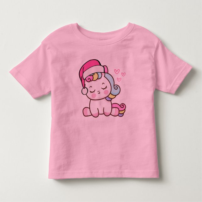 Camiseta Infantil Unicórnio de Natal (Frente)