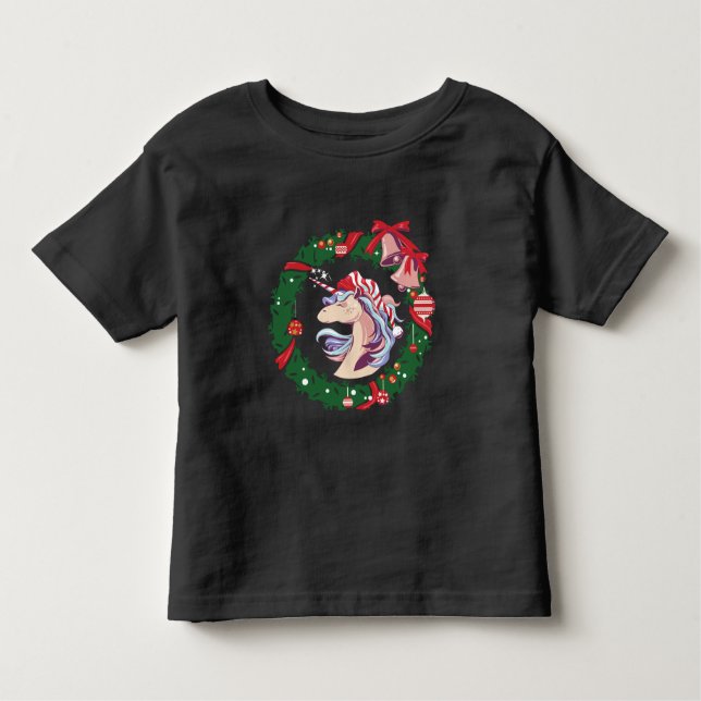 Camiseta Infantil Unicórnio de Natal Mágico (Frente)