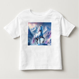 Camiseta Infantil Unicórnio Encantado em Poster de Snowy Fantasy