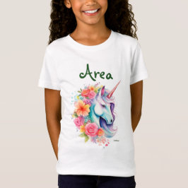 Camiseta Infantil Unicórnio Floral Nome Personaliz
