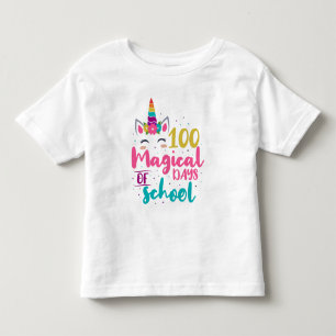 Camiseta Infantil Unicórnio Fofo 100 Dias Mágicos De Escola