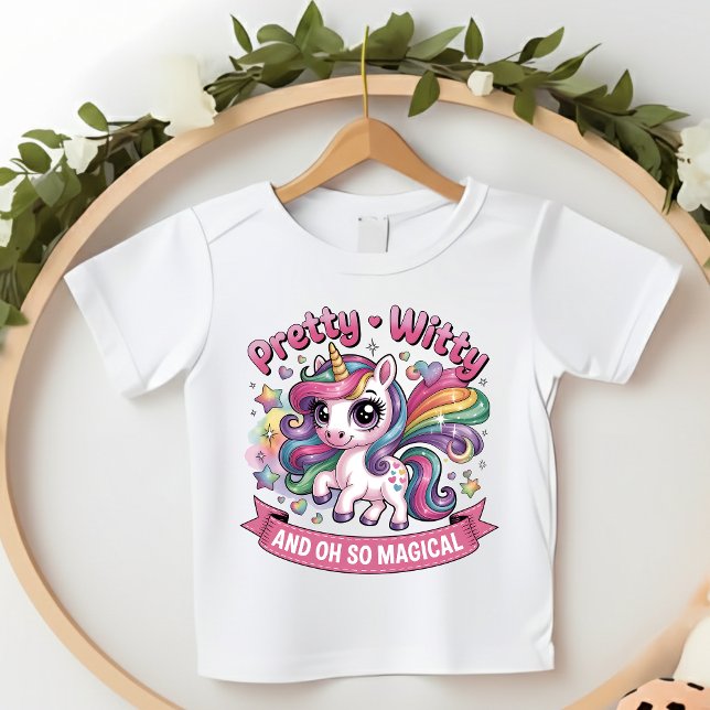 Camiseta Infantil Unicórnio Mágico Infantil Bonito Engraçado Rosa Ar (Criador carregado)