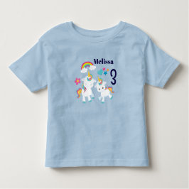 Camiseta Infantil Unicórnios Dançantes Fofos Aniversário Arco-Íris M