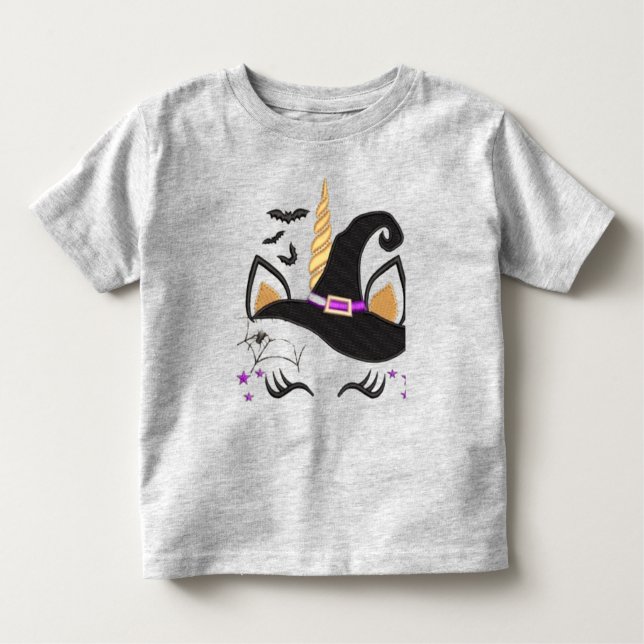Camiseta Infantil Uniwitch, linda bruxa unicórnio, bonitinho Hallowe (Frente)