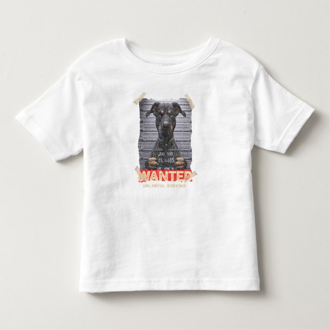 Camiseta Infantil Unlawful Barking: The Doberman's Stern Warning (Frente)