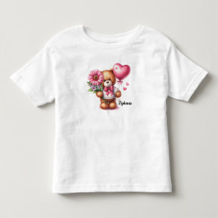 Camiseta Infantil Ursinho de Pelúcia Adorável Dia dos Namorados Pers
