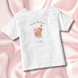 Camiseta Infantil Ursinho de Sorvete de Aniversário Menina