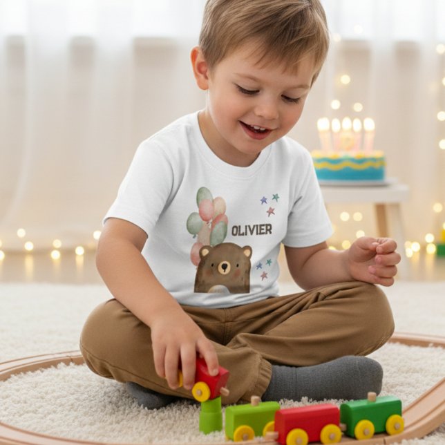 Camiseta Infantil Urso aquoso com balões Toddler T-shirt (Criador carregado)