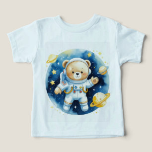 Camiseta Infantil Urso Astronauta Espacial Fofa