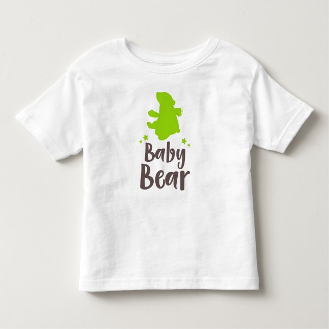 Camiseta Infantil Urso Bebê, Cubo Urso, Urso Bonito, Estrelas - Verd (Frente)