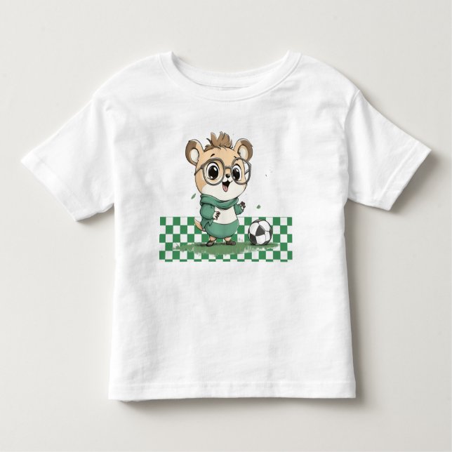 Camiseta Infantil Urso Bonito com Bola de Futebol (Frente)