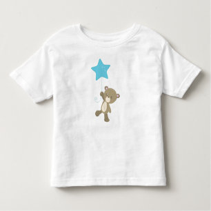 Camiseta Infantil Urso Bonito, Urso Com Balão, Urso Pequeno, Estrela