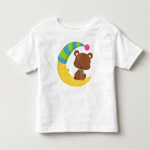 Camiseta Infantil Urso Bonito, Urso Na Lua, Urso Com Scarf
