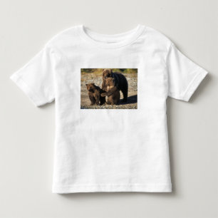 Camiseta Infantil Urso castanho, urso-pardo, porca com filhotes na c