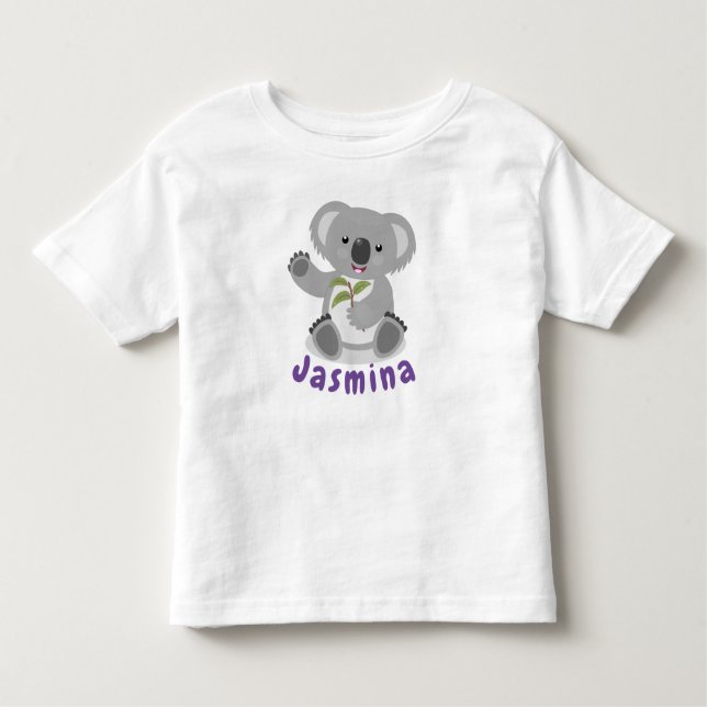 Camiseta Infantil Urso coala bonito com ilustração de desenho animad (Frente)