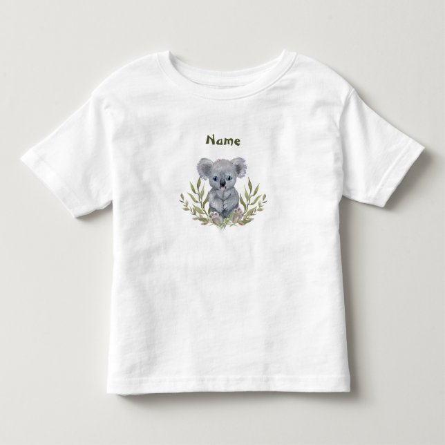 Camiseta Infantil Urso Coala Fofo com Folhas (Frente)