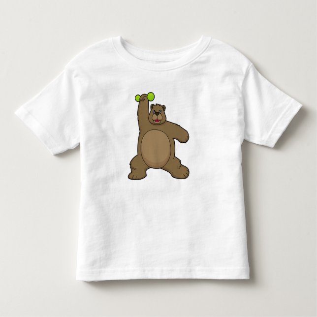 Camiseta Infantil Urso com Dumbbell na Malhação Yoga (Frente)
