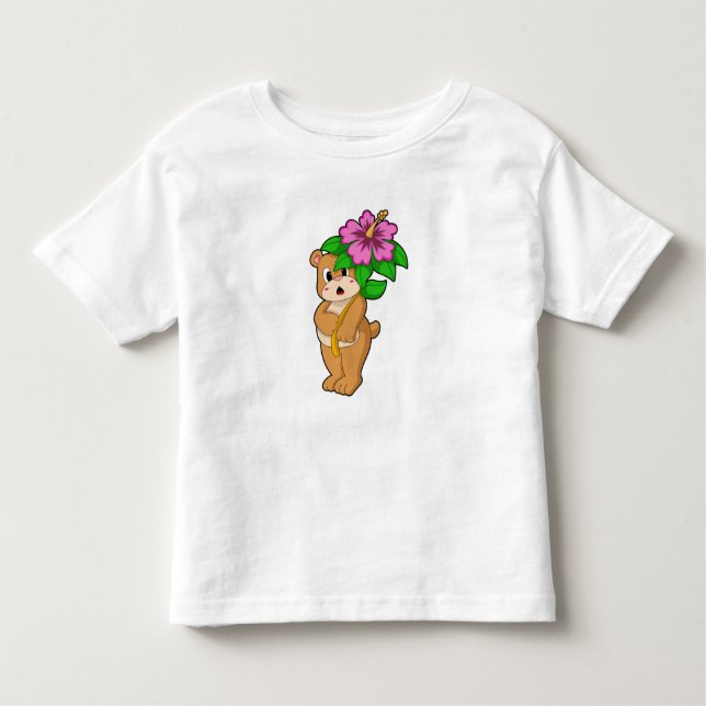 Camiseta Infantil Urso com Flor Hibiscus (Frente)