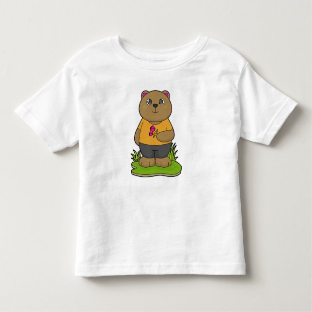 Camiseta Infantil Urso com Flores (Frente)