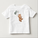 Camiseta Infantil Urso com primeiro aniversario de 3 Balões Verdes<br><div class="desc">Um urso doce segurando 3 balões verdes com as letras 'UM' neles,  ideal para a roupa piquenique do seu ursinho de pelúcia!</div>