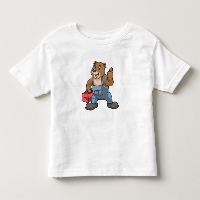 Camiseta Infantil Urso como artesão com caixa de ferramentas (Frente)