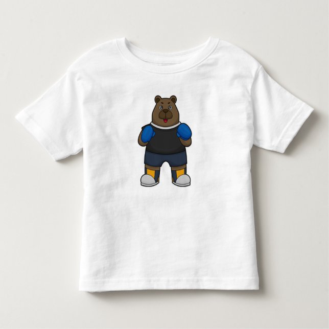 Camiseta Infantil Urso como Boxer com luvas in a box (Frente)