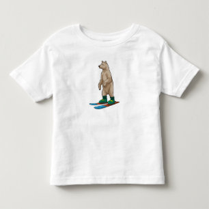 Camiseta Infantil Urso como esquiador com esqui
