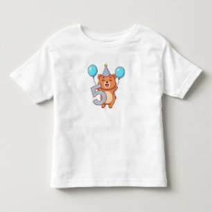 Camiseta Infantil Urso de aniversário fofo com chapéu de festa e bal