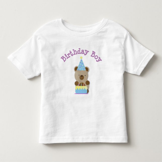 Camiseta Infantil Urso de aniversário fofo do menino festa (Frente)