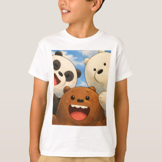 Camiseta Infantil Urso de Desenho Animado Fofo & A