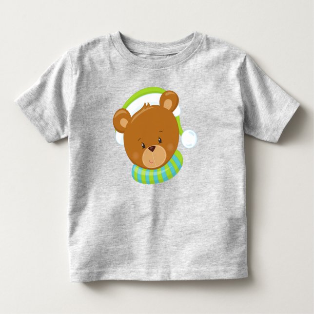 Camiseta Infantil Urso De Inverno, Urso Bonito, Urso Castanho, Urso  (Frente)
