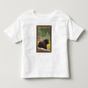 Camiseta Infantil Urso de MassachusettsBlack na floresta
