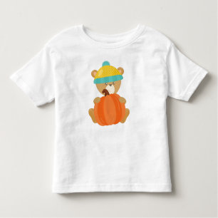 Camiseta Infantil Urso De Outono, Urso Bonito, Urso Com Chapéu, Abób