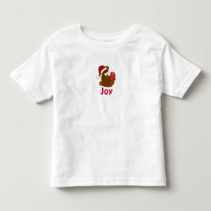 Camiseta Infantil Urso de Pelúcia com Presente de Feriado - Alegria