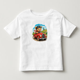 Camiseta Infantil Urso de Pelúcia Dirigindo Carro em Aventura na Est