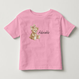 Camiseta Infantil Urso de Pelúcia Fofo com Laço