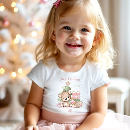 Camiseta Infantil Urso de Pelúcia Fofo Rosa Natal Nome Menina