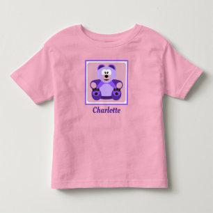 Camiseta Infantil Urso de pelúcia roxa com nome personalizado Toddl
